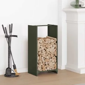 Leñero verde oliva 40x30x80 cm Acero laminado en frío by , Firewood bags and holders - Ref: Foro24-864234, Price: 57,77 €, Di...