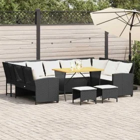 Juego de sofás jardín 4 pzas con cojines ratán sintético negro by , Garden sets - Ref: Foro24-3365338, Price: 802,68 €, Disco...