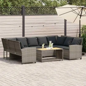 Sofá de jardín con cojines ratán sintético gris by , Garden sets - Ref: Foro24-3365331, Price: 645,79 €, Discount: %