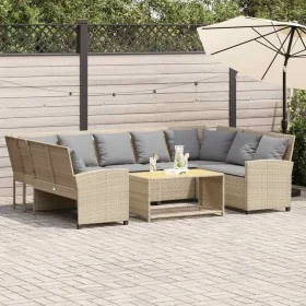 Sofá de jardín con cojines ratán sintético beige by , Garden sets - Ref: Foro24-3365333, Price: 645,79 €, Discount: %