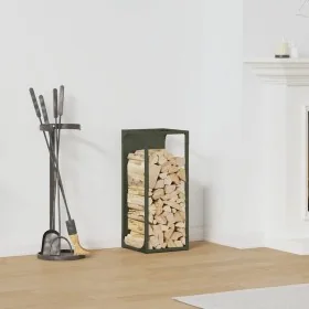 Leñero verde oliva 25x25x60 cm Acero laminado en frío by , Firewood bags and holders - Ref: Foro24-864262, Price: 37,38 €, Di...