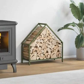 Leñero verde oliva 60x25x60 cm Acero laminado en frío de , Bolsas y soportes de leña - Ref: Foro24-864306, Precio: 36,61 €, D...