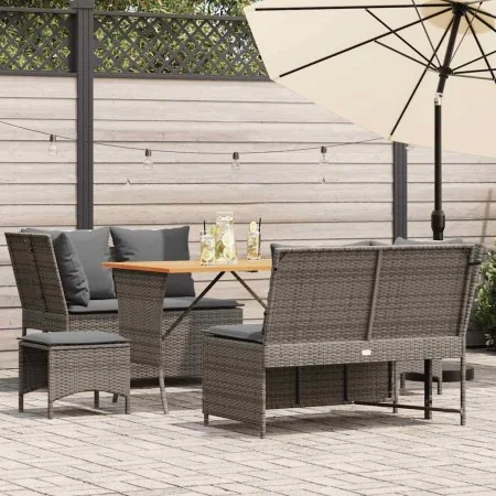 Juego de sofás jardín con cojines 5 pzas ratán sintético gris von , Gartensets - Ref: Foro24-3365346, Preis: 499,31 €, Rabatt: %