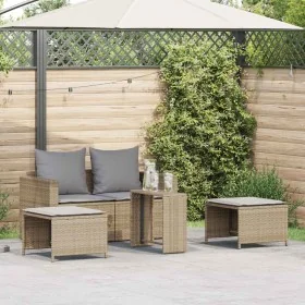 Set de muebles de jardín con cojines apilables 5 pzas beige by , Outdoor sofas - Ref: Foro24-4104166, Price: 265,56 €, Discou...