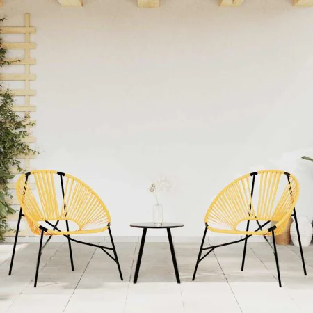 Juego de sillas de jardín 3uds ratán sintético negro y amarillo by , Garden chairs - Ref: Foro24-4009295, Price: 166,83 €, Di...
