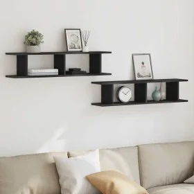 Estantes de pared 2 uds roble negro 90x18x20 cm by , Shelves and shelves - Ref: Foro24-862061, Price: 42,17 €, Discount: %