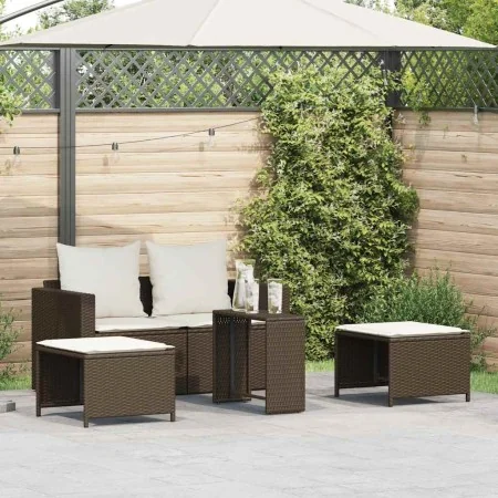 Set de muebles de jardín con cojines apilables 5 pzas marrón by , Outdoor sofas - Ref: Foro24-4104164, Price: 265,56 €, Disco...
