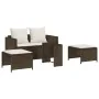 Set de muebles de jardín con cojines apilables 5 pzas marrón by , Outdoor sofas - Ref: Foro24-4104164, Price: 265,56 €, Disco...