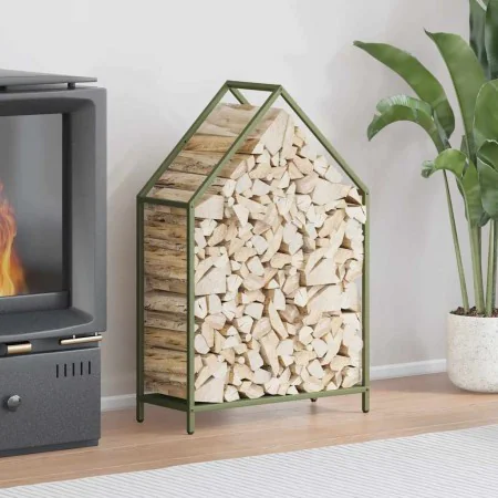 Leñero verde oliva 60x25x90 cm Acero laminado en frío by , Firewood bags and holders - Ref: Foro24-864310, Price: 39,59 €, Di...
