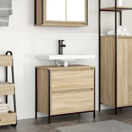 Mueble de baño con lavabo y cajones roble Sonoma 60x34,5x60 cm de , Tocadores de baño - Ref: Foro24-861883, Precio: 65,53 €, ...