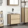 Mueble de baño con lavabo y cajones roble Sonoma 60x34,5x60 cm de , Tocadores de baño - Ref: Foro24-861883, Precio: 65,53 €, ...