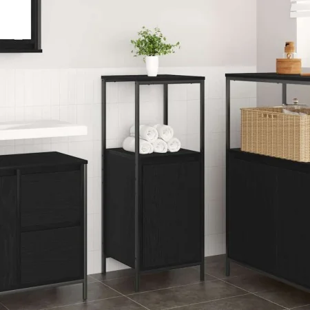 Mueble de baño con estantes roble negro 36x35x95 cm de , Tocadores de baño - Ref: Foro24-861912, Precio: 53,16 €, Descuento: %