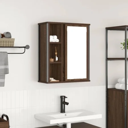 Mueble de baño de pared con espejo roble marrón 50x21x60 cm de , Tocadores de baño - Ref: Foro24-861906, Precio: 62,65 €, Des...