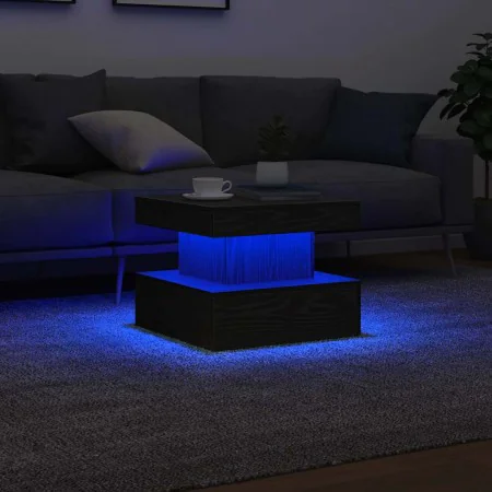 Mesa de centro con luces LED roble negro 50x50x40 cm de , Mesas de centro - Ref: Foro24-862255, Precio: 69,79 €, Descuento: %
