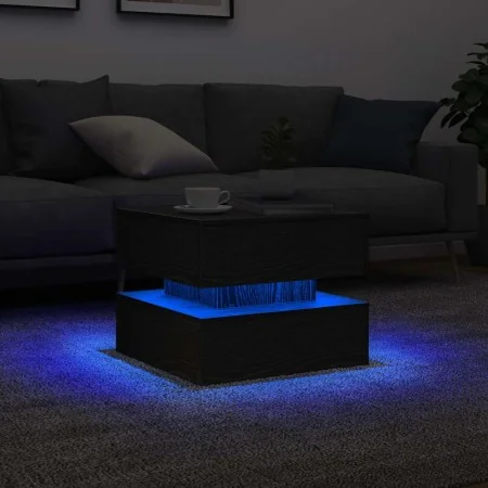Mesa de centro con luces LED roble negro 50x50x40 cm de , Mesas de centro - Ref: Foro24-862257, Precio: 81,29 €, Descuento: %