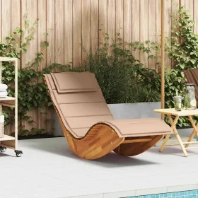 Tumbona mecedora con cojín de madera maciza de acacia by , Loungers - Ref: Foro24-4103884, Price: 137,89 €, Discount: %