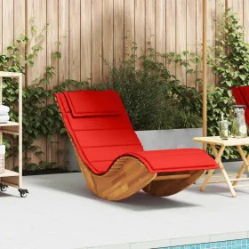 Tumbona mecedora con cojín de madera maciza de acacia by , Loungers - Ref: Foro24-4103886, Price: 149,04 €, Discount: %