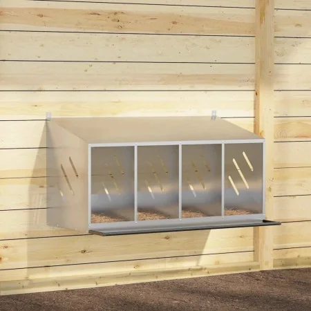 Nido para gallinas con 4 compartimentos plateado galvanizado by , Cages and habitats for small animals - Ref: Foro24-864344, ...