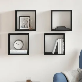 Estantes cúbicos de pared 4 uds roble negro 30x15x30 cm by , Shelves and shelves - Ref: Foro24-862056, Price: 41,21 €, Discou...