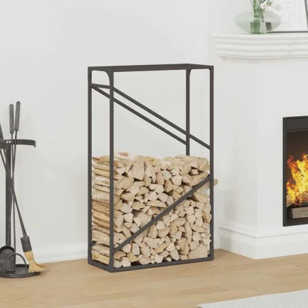 Leñero negro 60x25x100 cm Acero laminado en frío by , Firewood bags and holders - Ref: Foro24-864327, Price: 41,95 €, Discoun...