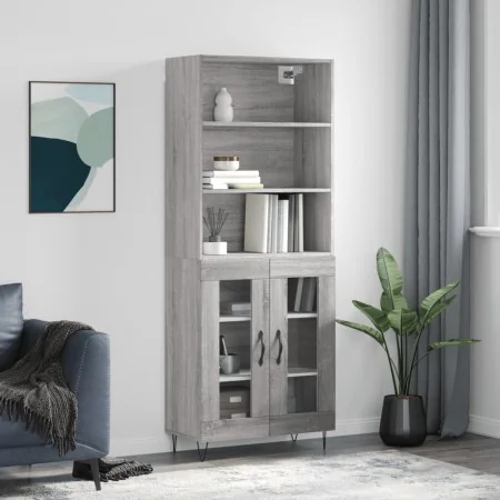 Aparador alto madera contrachapada gris sonoma 69,5x34x180 cm de , Aparadores - Ref: Foro24-3189315, Precio: 136,86 €, Descue...