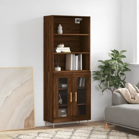 Aparador alto madera contrachapada marrón roble 69,5x34x180 cm by , Sideboards - Ref: Foro24-3189308, Price: 141,36 €, Discou...