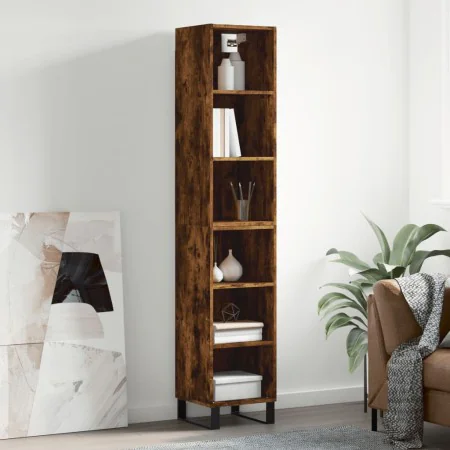 Aparador alto contrachapada roble ahumado 34,5x32,5x180 cm by , Sideboards - Ref: Foro24-3189858, Price: 80,07 €, Discount: %