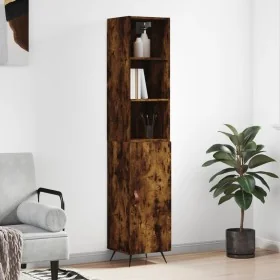 Aparador de madera contrachapada roble ahumado 34,5x34x180 cm by , Sideboards - Ref: Foro24-3189610, Price: 89,92 €, Discount: %