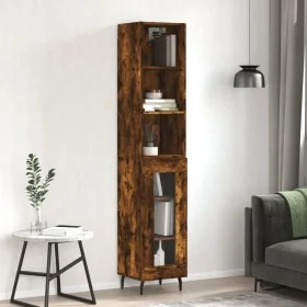Aparador de madera contrachapada roble ahumado 34,5x34x180 cm by , Sideboards - Ref: Foro24-3189914, Price: 88,84 €, Discount: %