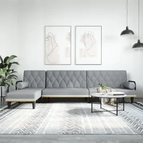Sofá cama en forma de L tela gris claro 260x140x70 cm by , Sofas - Ref: Foro24-3157272, Price: 394,24 €, Discount: %