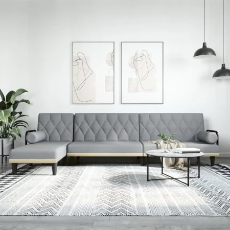 Sofá cama en forma de L tela gris claro 260x140x70 cm von , Sofas - Ref: Foro24-3157272, Preis: 394,24 €, Rabatt: %