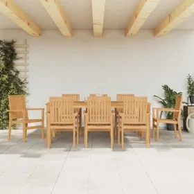 Juego de comedor para jardín 9 piezas madera maciza de teca by , Garden sets - Ref: Foro24-3157922, Price: 1,00 €, Discount: %