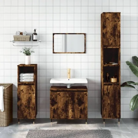Set de muebles baño 3 pzas madera contrachapada roble ahumado von , Badezimmermöbel - Ref: Foro24-3187786, Preis: 177,04 €, R...