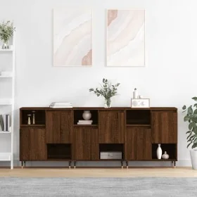Aparadores 3 uds madera contrachapada marrón roble by , Sideboards - Ref: Foro24-3190148, Price: 186,65 €, Discount: %