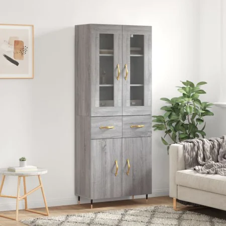 Aparador alto madera contrachapada gris sonoma 69,5x34x180 cm by , Sideboards - Ref: Foro24-3198519, Price: 159,48 €, Discoun...