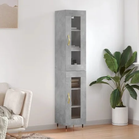 Aparador de madera contrachapada gris hormigón 34,5x34x180 cm by , Sideboards - Ref: Foro24-3199413, Price: 98,02 €, Discount: %
