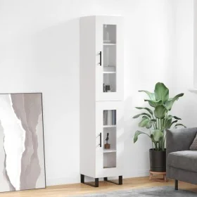 Aparador alto madera contrachapada blanco brillo 34,5x34x180 cm by , Sideboards - Ref: Foro24-3199451, Price: 116,87 €, Disco...