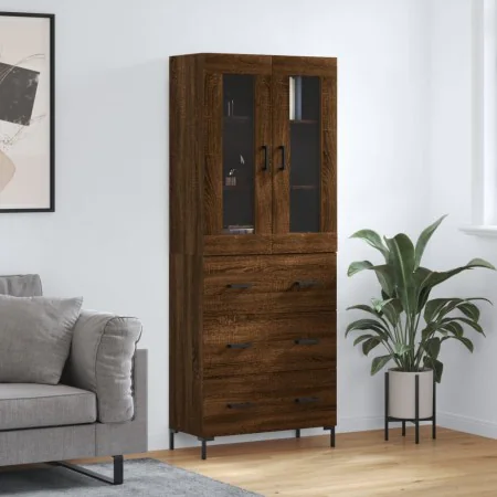 Aparador alto madera contrachapada marrón roble 69,5x34x180 cm de , Aparadores - Ref: Foro24-3198408, Precio: 180,97 €, Descu...
