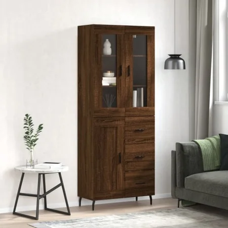 Aparador alto madera contrachapada marrón roble 69,5x34x180 cm de , Aparadores - Ref: Foro24-3198680, Precio: 188,02 €, Descu...