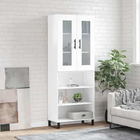 Aparador alto madera contrachapada blanco brillo 69,5x34x180 cm by , Sideboards - Ref: Foro24-3198747, Price: 162,83 €, Disco...