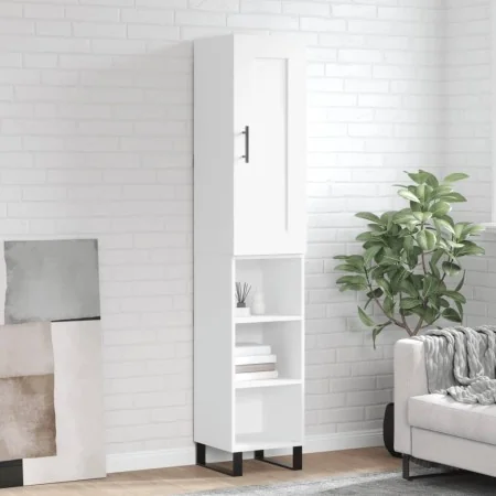 Aparador alto madera contrachapada blanco 34,5x34x180 cm by , Sideboards - Ref: Foro24-3200345, Price: 93,46 €, Discount: %
