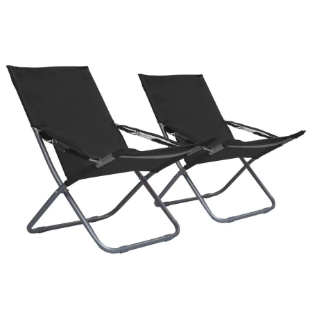 Sillas de playa plegables 2 unidades tela negro de , Sillas de jardín - Ref: Foro24-47903, Precio: 122,74 €, Descuento: %