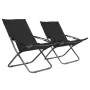 Sillas de playa plegables 2 unidades tela negro de , Sillas de jardín - Ref: Foro24-47903, Precio: 122,74 €, Descuento: %