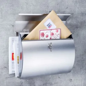 HI Buzón con compartimento de periódicos acero inox 38x13,3x30,4 cm by , mail slots - Ref: Foro24-445596, Price: 50,30 €, Dis...