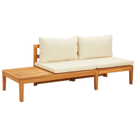 Banco de jardín y mesa cojines crema madera maciza de acacia von , Modulare Sofas für den Außenbereich - Ref: Foro24-316314, ...