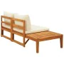 Banco de jardín y mesa cojines crema madera maciza de acacia von , Modulare Sofas für den Außenbereich - Ref: Foro24-316314, ...