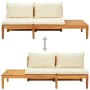 Banco de jardín y mesa cojines crema madera maciza de acacia von , Modulare Sofas für den Außenbereich - Ref: Foro24-316314, ...