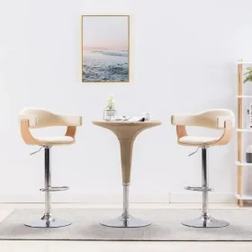 Taburetes de cocina 2 uds madera curvada cuero sintético crema by , Kitchen stools - Ref: Foro24-283116, Price: 279,84 €, Dis...