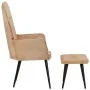 Sillón orejero con reposapiés cuero auténtico crema canela by , Armchairs - Ref: Foro24-339667, Price: 103,66 €, Discount: %