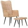 Sillón orejero con reposapiés cuero auténtico crema canela by , Armchairs - Ref: Foro24-339667, Price: 103,66 €, Discount: %